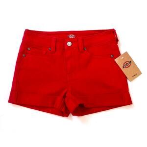 Dickies Relaxed Fit Cuffed Red Denim Shorts with pockets - Girls Size 13 - NWT